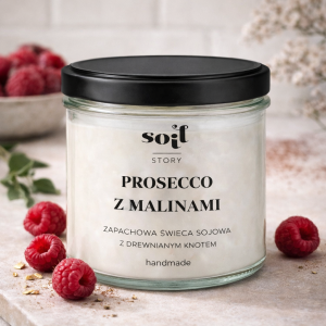 Prosecco z Malinami świeca sojowa
